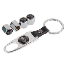 Load image into Gallery viewer, 4pcs Mini Cooper Logo Tire Valve Caps + Keychain