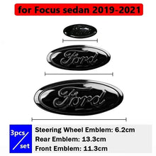 Load image into Gallery viewer, 3pcs Car Front Head Emblem Rear Trunk Sticker Steering Wheel Decoration For Ford Focus Kuga Edge Everest