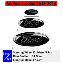 Load image into Gallery viewer, 3pcs Car Front Head Emblem Rear Trunk Sticker Steering Wheel Decoration For Ford Focus Kuga Edge Everest