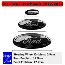 Load image into Gallery viewer, 3pcs Car Front Head Emblem Rear Trunk Sticker Steering Wheel Decoration For Ford Focus Kuga Edge Everest