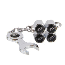 Load image into Gallery viewer, 4pcs Audi Logo Black Wheel Tire Valve Caps+Keychain