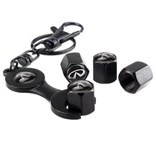 Load image into Gallery viewer, 4pcs Infiniti Logo Type2 Silver Wheel Tire Valve Caps+Keychain