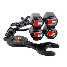 Load image into Gallery viewer, 4pcs Audi S-Line Wheel Tire Valve Caps+Keychain