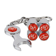 Load image into Gallery viewer, 4pcs Toyota Wheel Tire Valve Caps+Keychain