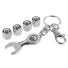Load image into Gallery viewer, 4pcs Mopar Chrysler Black Wheel Tire Valve Caps+Keychain