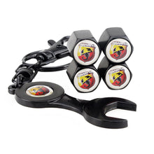 Load image into Gallery viewer, 4pcs Fiat Abarth Black Wheel Tire Valve Caps+Keychain