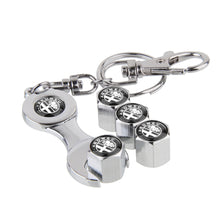 Load image into Gallery viewer, Alfa Romeo Type3 Black Wheel Tire Valve Caps+Keychain