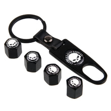 Load image into Gallery viewer, 4pcs Harley-Davidson Skull Logo Tire Valve Caps + Keychain