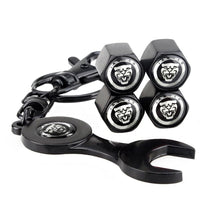Load image into Gallery viewer, Jaguar Wheel Tire Valve Caps + Keychain