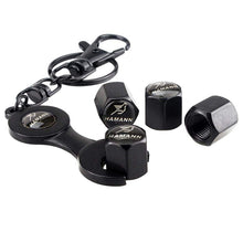 Load image into Gallery viewer, 4pcs HAMANN Logo Black Wheel Tire Valve Caps+Keychain