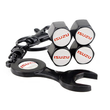 Load image into Gallery viewer, 4pcs Isuzu Silver Wheel Tire Valve Caps Covers+Keychain