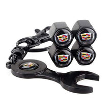 Load image into Gallery viewer, 4pcs Cadillac Logo Wheel Tire Valve Caps+Keychain