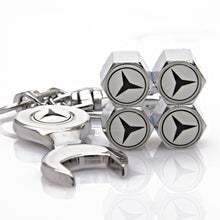 Load image into Gallery viewer, 4pcs Mercedes Tire Valve Caps + Keychain