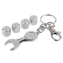 Load image into Gallery viewer, 4pcs Volvo Logo Type1 Silver Wheel Tire Valve Caps+Keychain