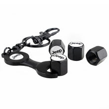 Load image into Gallery viewer, Jeep Logo Black Wheel Tire Valve Caps+Keychain