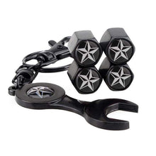 Load image into Gallery viewer, 4pcs Star Wheel Tire Valve Caps+Keychain