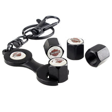 Load image into Gallery viewer, 4pcs Harley-Davidson Black Wheel Tire Valve Caps+Keychain by HARLEY-DAVIDSON