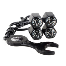 Load image into Gallery viewer, 4pcs Dodge Logo Wheel Tire Valve Caps+Keychain