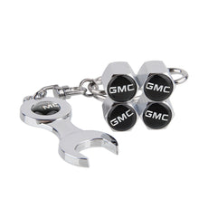 Load image into Gallery viewer, 4pcs GMC Logo Black Wheel Tire Valve Caps+Keychain