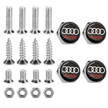 Load image into Gallery viewer, 4pcs License Plate Screws for Audi Frame - Black Logo - Silver
