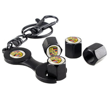 Load image into Gallery viewer, 4pcs Porsche Logo Black Wheel Tire Valve Caps+Keychain

