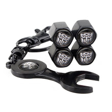 Load image into Gallery viewer, 4pcs Transformer Type2 Black Wheel Tire Valve Caps+Keychain

