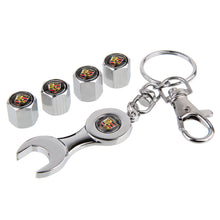 Load image into Gallery viewer, 4pcs Porsche Logo Black Wheel Tire Valve Caps+Keychain
