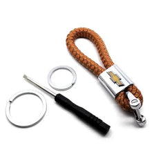 Load image into Gallery viewer, Car Chevrolet Yellow Logo Braided Rope Keychain
