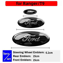 Load image into Gallery viewer, 3pcs Car Front Head Emblem Rear Trunk Sticker Steering Wheel Decoration For Ford Focus Kuga Edge Everest--New
