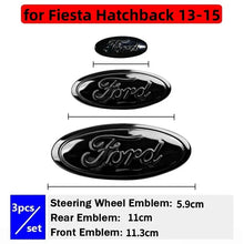 Load image into Gallery viewer, 3pcs Car Front Head Emblem Rear Trunk Sticker Steering Wheel Decoration For Ford Focus Kuga Edge Everest--New
