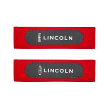 Load image into Gallery viewer, 2pcs Lincoln Logo Seat Belt Pads Red Black
