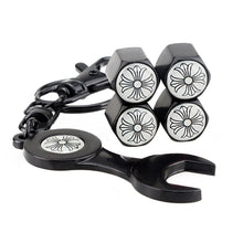 Load image into Gallery viewer, 4pcs Cross Black/Silver Wheel Tire Valve Caps+Keychain
