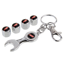 Load image into Gallery viewer, 4pcs Ford RS Tire Valve Stem Caps + Wrench Keychain Set
