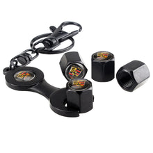 Load image into Gallery viewer, 4pcs Porsche Logo Black Wheel Tire Valve Caps+Keychain
