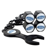 Load image into Gallery viewer, for ford Tire Valve Vaps + Mini Wrench KeyChain
