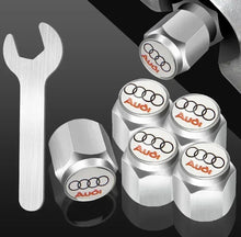 Load image into Gallery viewer, 4pcs Audi Black/White Logo Tire Valve Caps
