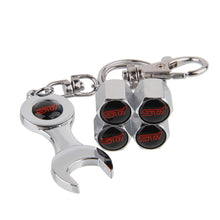 Load image into Gallery viewer, 4pcs Subaru STI Black/Silver Wheel Tire Valve Caps+Keychain
