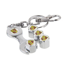 Load image into Gallery viewer, 4pcs Porsche Logo Black Wheel Tire Valve Caps+Keychain
