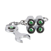 Load image into Gallery viewer, 4pcs Skoda Auto Black Wheel Tire Valve Caps+Keychain
