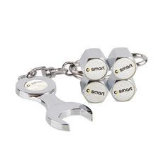Load image into Gallery viewer, 4pcs Smart Logo Silver Wheel Tire Valve Caps+Keychain
