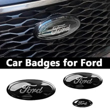 Load image into Gallery viewer, 3pcs Car Front Head Emblem Rear Trunk Sticker Steering Wheel Decoration For Ford Focus Kuga Edge Everest--New

