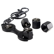 Load image into Gallery viewer, 4pcs Playboy Silver Wheel Tire Valve Caps+Keychain
