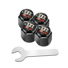 Load image into Gallery viewer, 4pcs Audi Black/White Logo Tire Valve Caps
