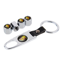 Load image into Gallery viewer, 4pcs Porsche Logo Tire Valve Caps + Keychain
