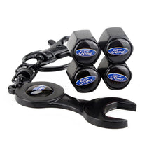Load image into Gallery viewer, for ford Tire Valve Vaps + Mini Wrench KeyChain
