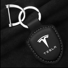 Load image into Gallery viewer, Tesla Logo Leather Keychain
