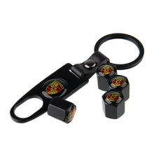 Load image into Gallery viewer, 4pcs Porsche Logo Tire Valve Caps + Keychain
