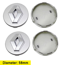 Load image into Gallery viewer, 58mm 57mm Car Wheel Center Hub Caps Covers Emblem for Renault Clio 4 Megane 2 3 Laguna Duster Captur Fluence Kadjar Espace

