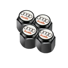 Load image into Gallery viewer, 4pcs Audi Black/White Logo Tire Valve Caps
