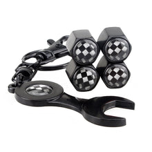 Load image into Gallery viewer, 4pcs F1 Formula-1 Black/Silver Wheel Tire Valve Caps+Keychain
